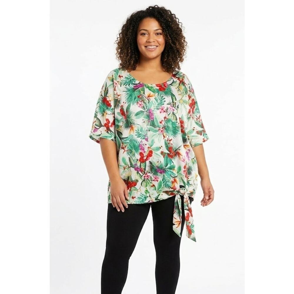Worthington Women Floral Tunic Top Blouse 5XL Polyester